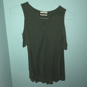 Army Green Cold Shoulder Top